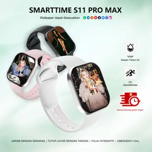 SmartTime Smart Watch 11 Pro Max 10 Pro Max  Original + Free Wallpaper - 2.2" AMOLED NFC GPS Waterproof Bluetooth Call Wireless Charging Smartwatch Wanita Pria