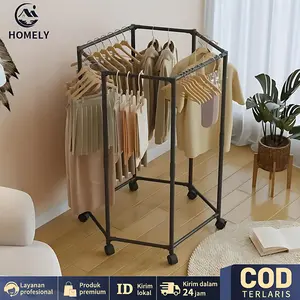 COD 【Homely】 Rak Pakaian 360 Derajat – Rak Pengering Serbaguna, Kokoh dan Mudah Dipindah untuk Kamar Tidur, Balkon & Kos Anak
