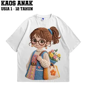 [Free Stiker Nama] Kaos Anak Motif Gadis Kacamata Lucu untuk usia 1-12 Tahun