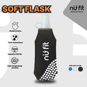 Nu Fit - Botol Air Minum Lipat Sport 500 ML Outdoor BPA Free - Foldable Soft Flask 500 ML Trail Running  - Botol Minum Running - Botol Minum Lipat 500 ML