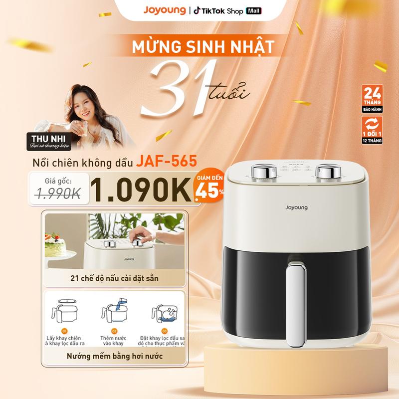 [KOC] Nồi chiên không dầu 5L Joyoung JAF-565 | Công suất 1350W | Điều khiển núm xoay - Bảo hành 24 tháng