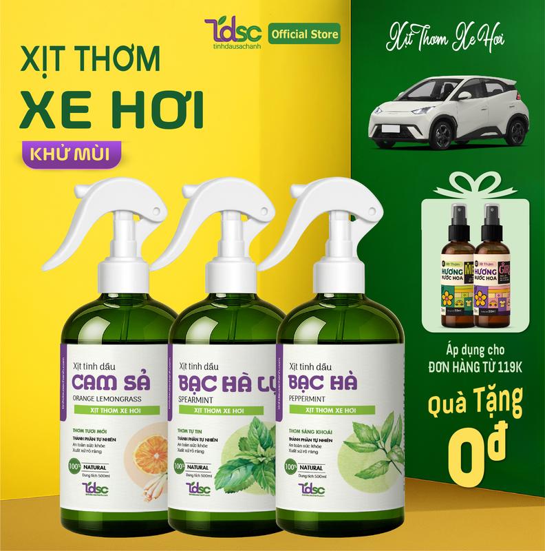  Chai Xịt Thơm Khử Mùi Xe Ô Tô TINHDAUSACHANH 100ml 500ml Dung Dịch Vệ Sinh Nội Thất Khử Khuẩn Xe Hơi 