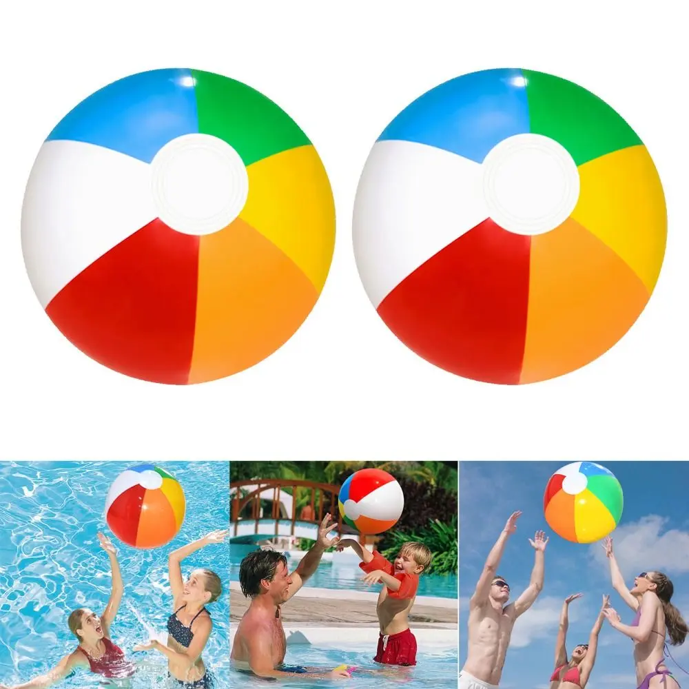 Swimming Pool Toy Big Inflatable Beach Ball 30cm 40cm Rainbow Beach Ball Six Colours Colourful Inflatable Pool Ball Kids