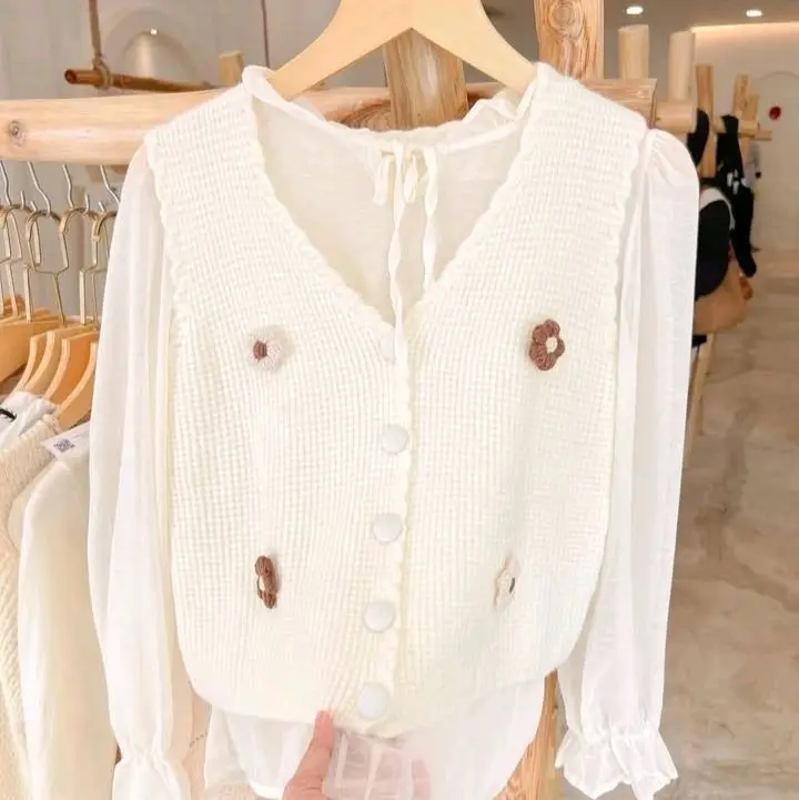 Atasan Wanita Rajut Carding Model Cardigan - Top, Crop, Dewasa, Kancing, Panjang, Outer, Knitwear, Casual, Baju Kardigan 2