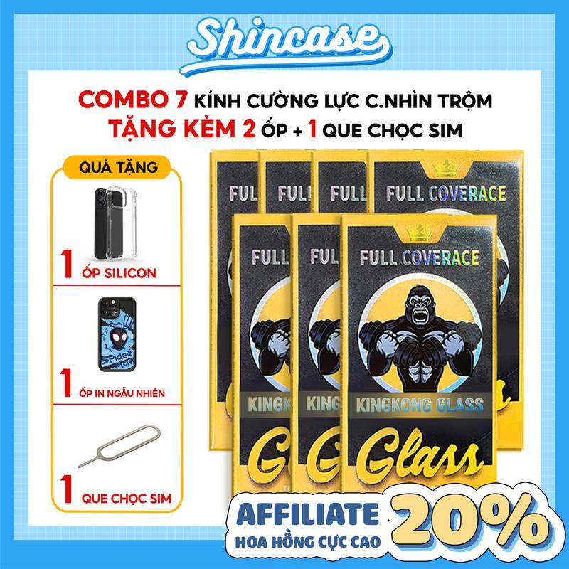 Combo 7 kính cường lực iphone Kingkong glass chống nhìn trộm có khung tự dán TẶNG KÈM 2 ỐP Chống Sốc + 1 QUE CHỌC SIM Phụ Kiện iPhone 6 6s 7 8 Plus X XS XR 11 12 13 14 15 16 17 Pro Max Mini