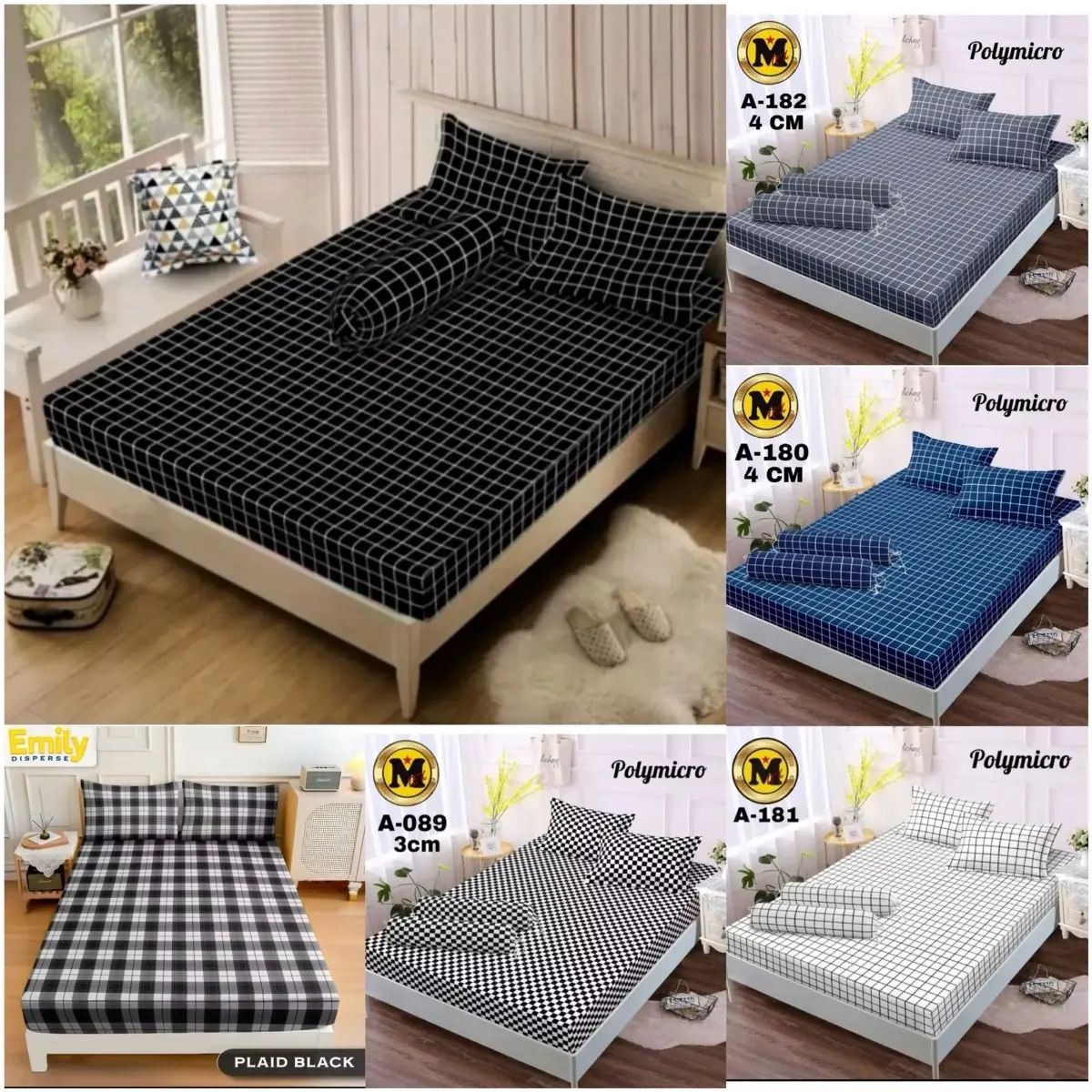 SPREI SET HOME MADE TERBARU MURAH  180x200 160x200 120x200 HALUS TIDAK LUNTUR MOTIF KOTAK KOTAK JARING