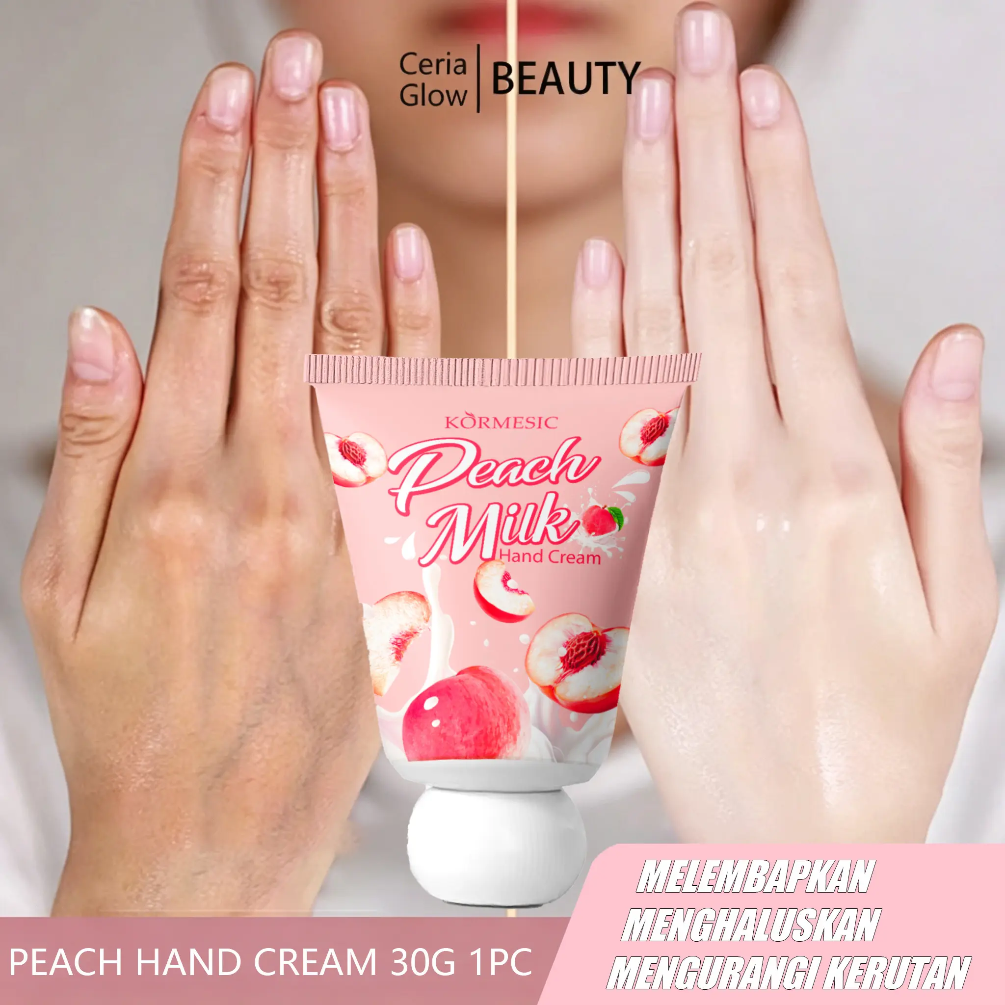KORMESIC Peach Niacinamide Hand Cream 30g – Moisturizing & Brightening, Natural Ingredients, Aman Digunakan, Tidak Berminyak, Aroma Peach, Lembut & Haluskan Kulit,Krim Tangan Pemutih Anti Keriput,Serum Pencerah Badan Whitening
