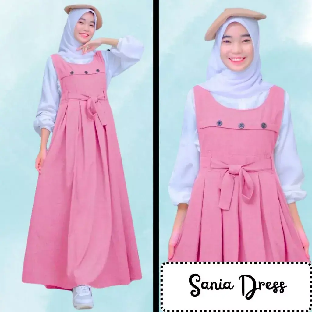 Saniakidz Gamis Katun Anak Remaja Tanggung Perempuan Islami Putih maroon grey navy pink dusty ..... Baju Dress