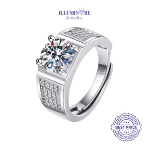 Illuminare-(100% Original) MS-RG08 Cincin Pria Lab Create Diamond 2ct Perak S925 Platinum Plating Bersertifikat GRA