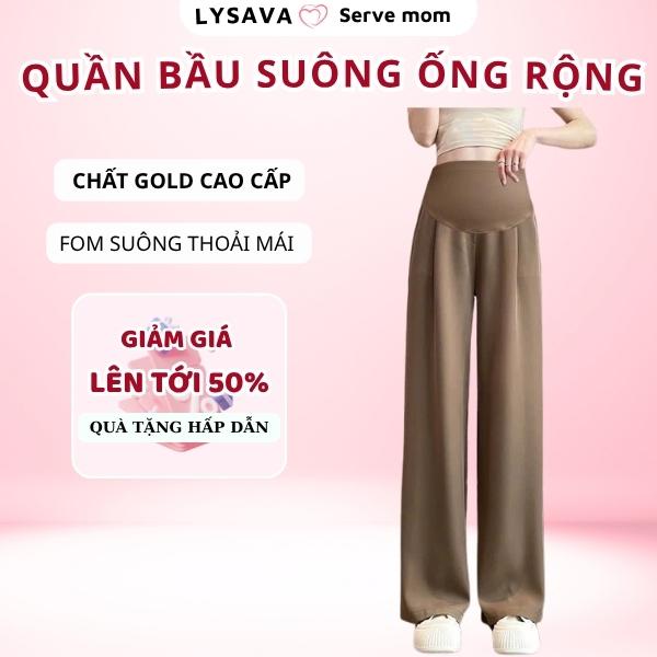 Quần Bầu Ống Rộng Co Giãn Quần Dài Bà Bầu Mềm Mịn Tôn Dáng Che Bụng Gọn Mặc Đi Làm Hay Ở Nhà Đều Đẹp Mẹ Bầu Lysava QB7