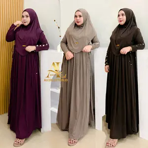 Gamis Abaya Innara Set Kerudung Jersey Premium Terbaru Busui Friendly Wanita Muslim Umroh Syari