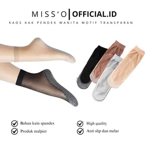 Missoofficial.id KK772 Kaos Kaki Pendek Sock Motif Transparan Wanita Kaus Kaki Pendek Wanita Ankle Semata Garis Tipis Bunga