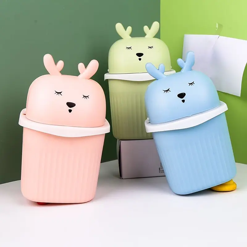 Tempat Sampah Meja Mobil Mini Kecil Multifungsi Motif Karakter Rusa Lucu-5434 1