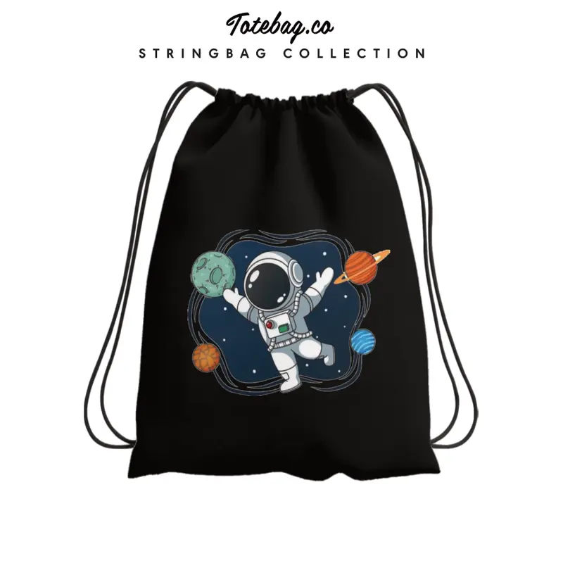 Tas Serut Astronot Motif Lengkap - Despo 38cm x 30cm - Unisex/Sekolah/Travel - Termurah 6