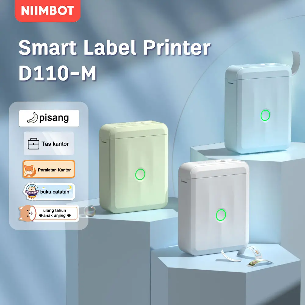 NIIMBOT D110 M Printer Label , Printer Label Bluetooth Portabel untuk Penyimpanan, Kantor, Rumah