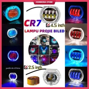 LAMPU PROJIE BILED Built-in 2.5 inchi/4.5inchi/4 Lensa Mata Malaikat Mata Setan Cahaya Ganda Lampu Depan/Lampu Depan Bawaan Universal Mobil Listrik Sepeda Motor