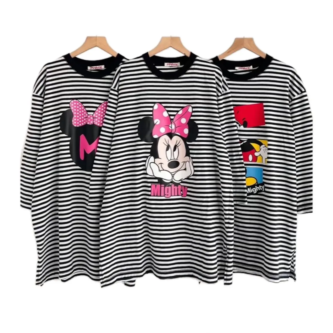 Top Oversize Stripe Mighty | Kaos atasan oversize wanita Nyaman Sablon Basic Baju Motif
