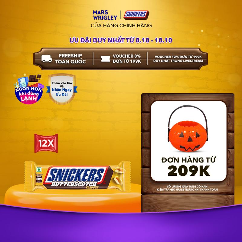 [MỚI RA MẮT] Combo 12 Thanh socola Snickers vị đậu phộng bơ caramel 40g (12 x 40g)