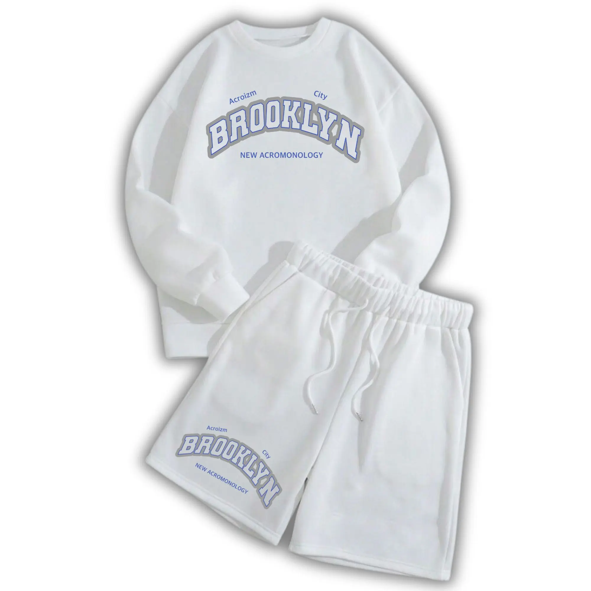 STREES One Set Crewneck & Shortpant BROOKNEW Pria & Wanita Setelan Berbahan Kain Fleece Lembut Adem Size M-XL