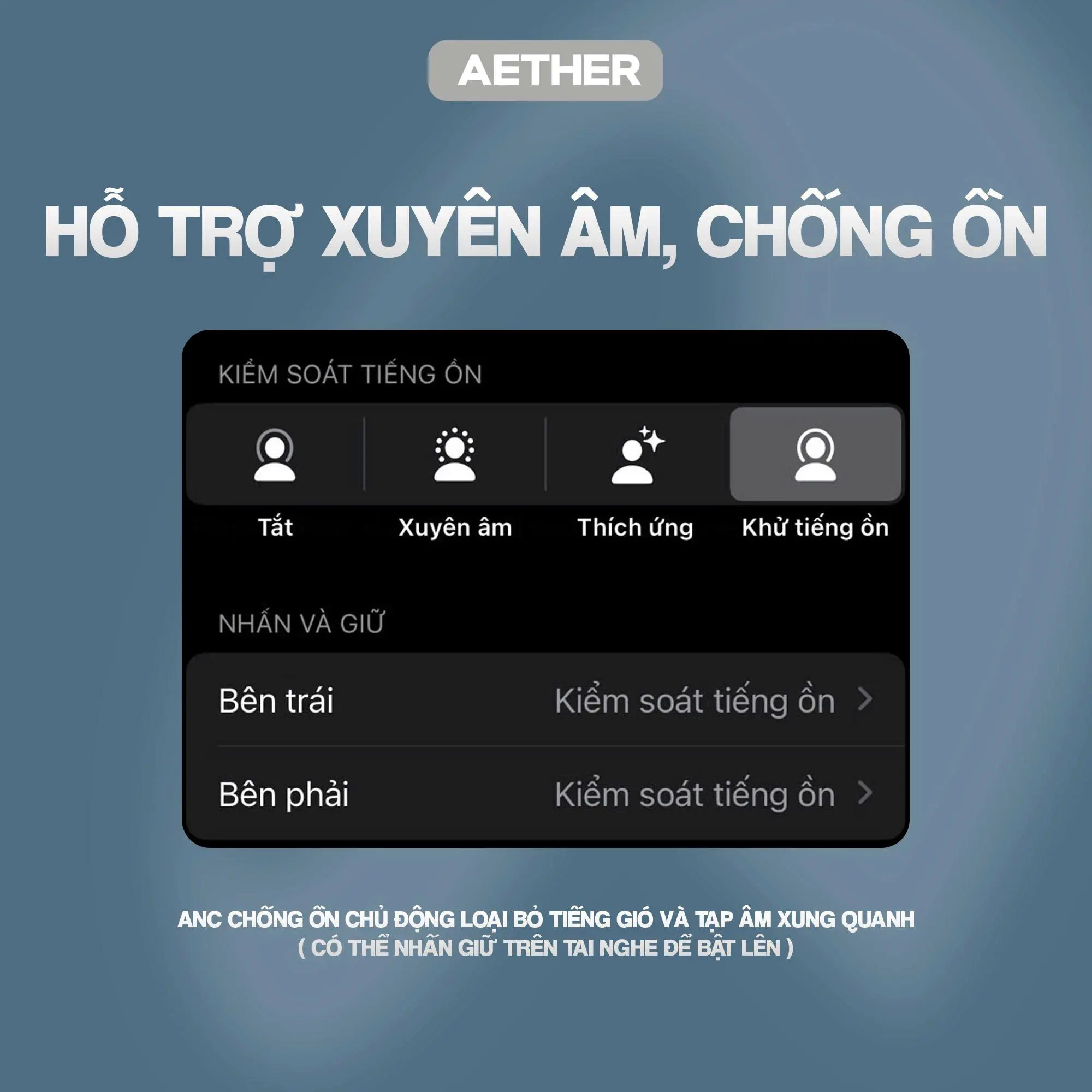 Aether Tai Nghe Bluetooth A4 ANC Aether, Tặng Ốp, Cáp Sạc, Chống Ồn, Vuốt Tăng Giảm Âm Lượng, Định Vị, Đổi Tên, Tự Động Kết Nối, Bảo Hành 6 Tháng, Pin Trâu, Nhét Tai Nghe Nhạc Earphone Bluetooth | BigBuy360 - bigbuy360.vn