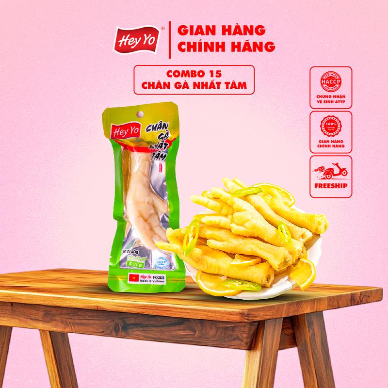 Combo 15 Chân Gà cay Hey Yo Nhất Tâm 40g, chân gà ngâm ớt xanh Ăn Vặt hàng Việt Nam thơm ngon chất lượng