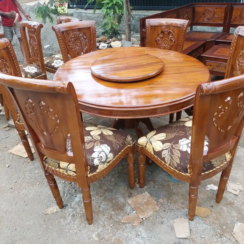 MEJA MAKAN MEJA PUTAR KAYU 1