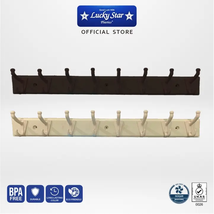 Lucky Star- KAPSTOK RAMIN 8 KAKI (COKLAT TUA,CREAM) / rak tempel / laundry / kamar mandi Baju Buah