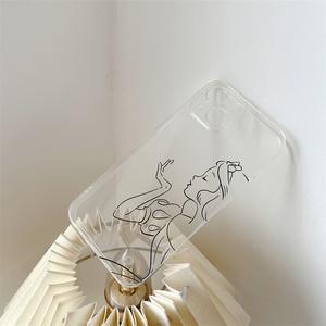 Simple line princess transparent mobile phone case suitable for iphone