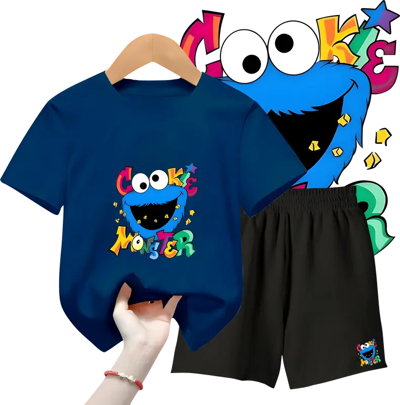 Setelan Baju Anak Laki Laki Kaos dan Celana Panjang / Pendek Pakaian Fashion Ukuran S-XL - Motif ELMON Putih 2