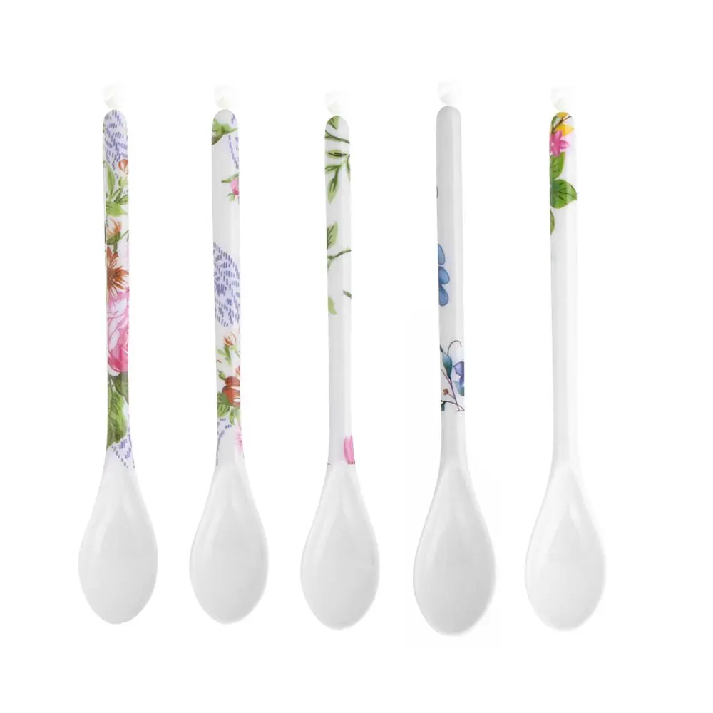 Bộ đồ ăn bằng nhựa Melamine, 5 CÁI, Dài, cho trà, cà phê, đường, thìa Sứ cho trẻ em