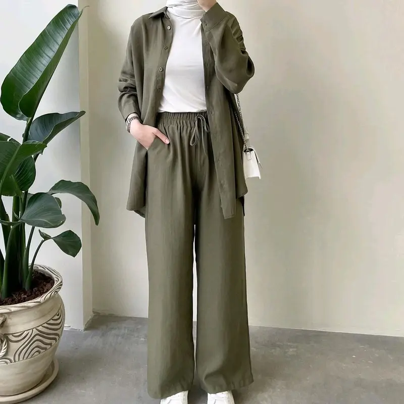 baju setelan wanita terbaru aluna ukuran jumbo ld 140 bahan polo linen 3
