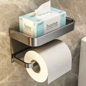Tempat Kertas Toilet Dengan Rak,Aluminium Tissue Roll Holder Dengan Rak Penyimpanan Handphone Untuk Kamar Mandi Modern