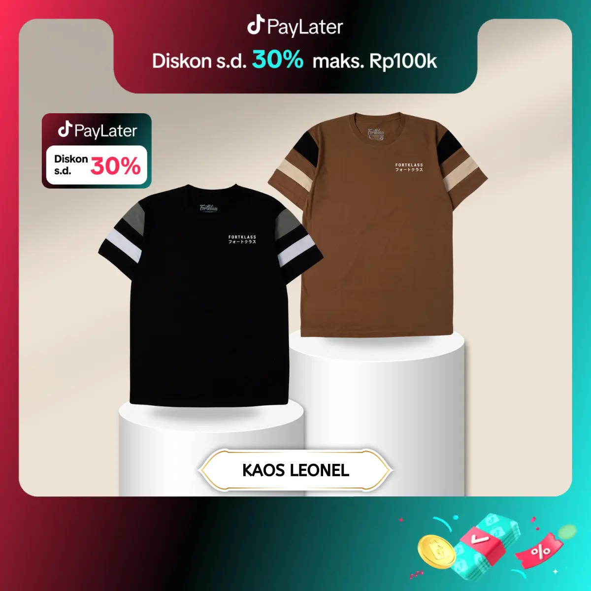 FortKlass Kaos LEONEL Pria Katun Combed 24s Reguler Fit Kaos Pria Lengan Pendek Unisex Distro Oblong Polos
