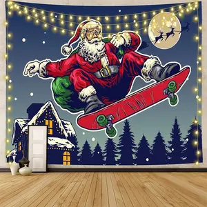 Dekorasi Tirai Kain Gantung Perapian Natal, Latar Belakang Tempat Tidur, Kain Gantung Dinding Natal