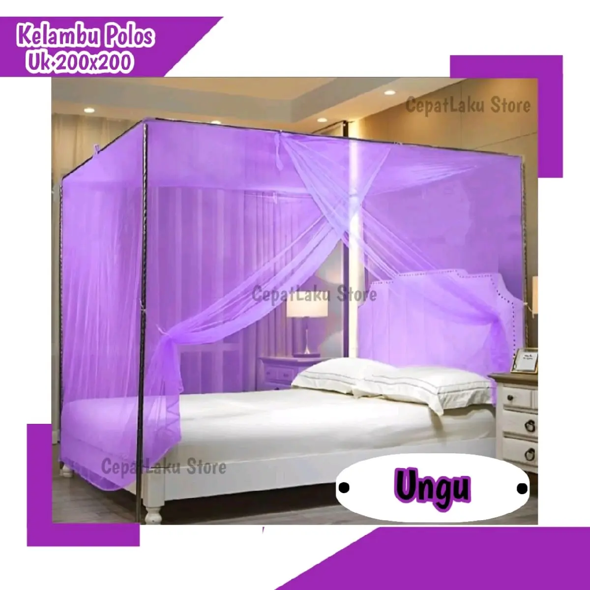 Kelambu Pengantin Polos Kamar Tidur Anti Nyamuk Ukuran Jumbo 200x200 King