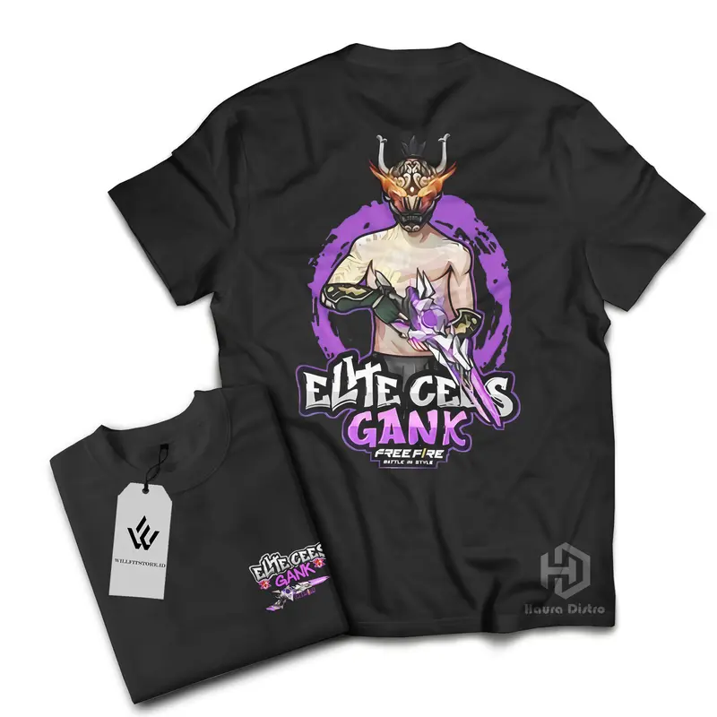 Baju Atasan Kaos Anak FF FREE FIRE ELIT CEES GANK VERSI SG OPM Bahan Katun 24s Fashion 0