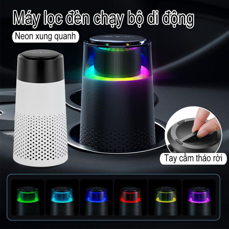Máy lọc không khí ion âm A10 cho ô tô, đèn LED nhiều màu, máy làm thơm không…