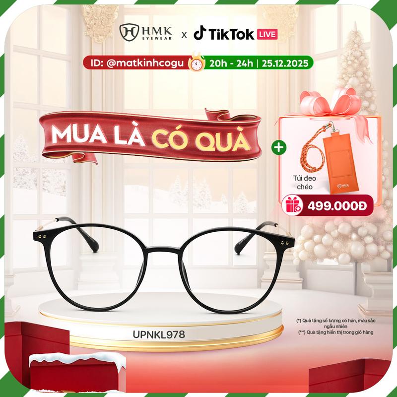 Gọng Kính Cận Nhựa Dẻo Phối Kim Loại HMK Eyewear Dáng Bầu Dục Thời Trang Unisex Nam Nữ Cắt Cận Cao - UPNKL978