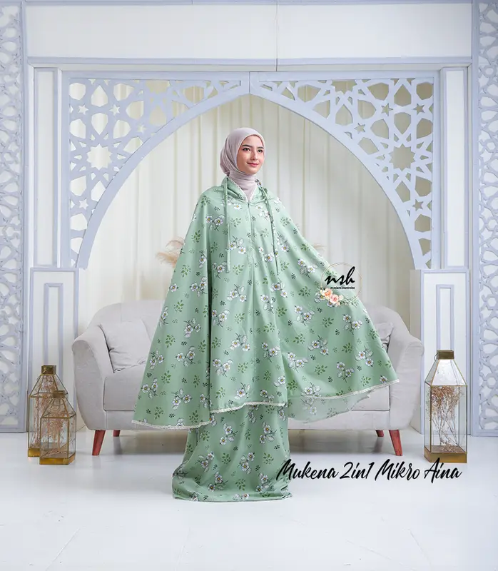 Mukena Traveling Couple Ibu & AnakTerbaru 2 in 1 Resleting Katun Mikro Motif 4