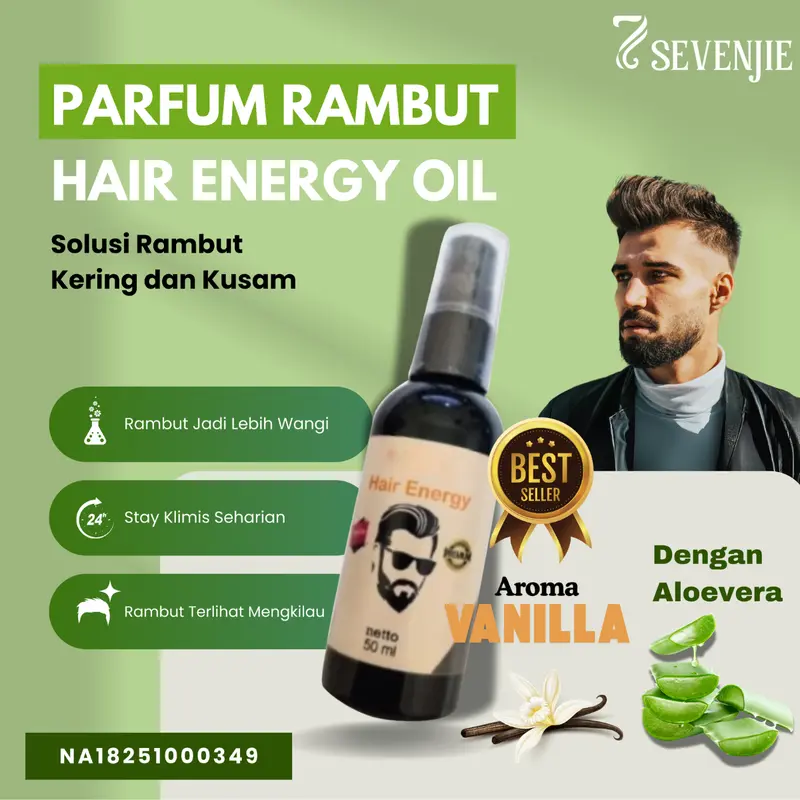 [ISI 2 PCS] Parfum Rambut Hair Energy 60ml - Atasi Bau Tak Sedap & Perawatan Rambut - Minyak 5