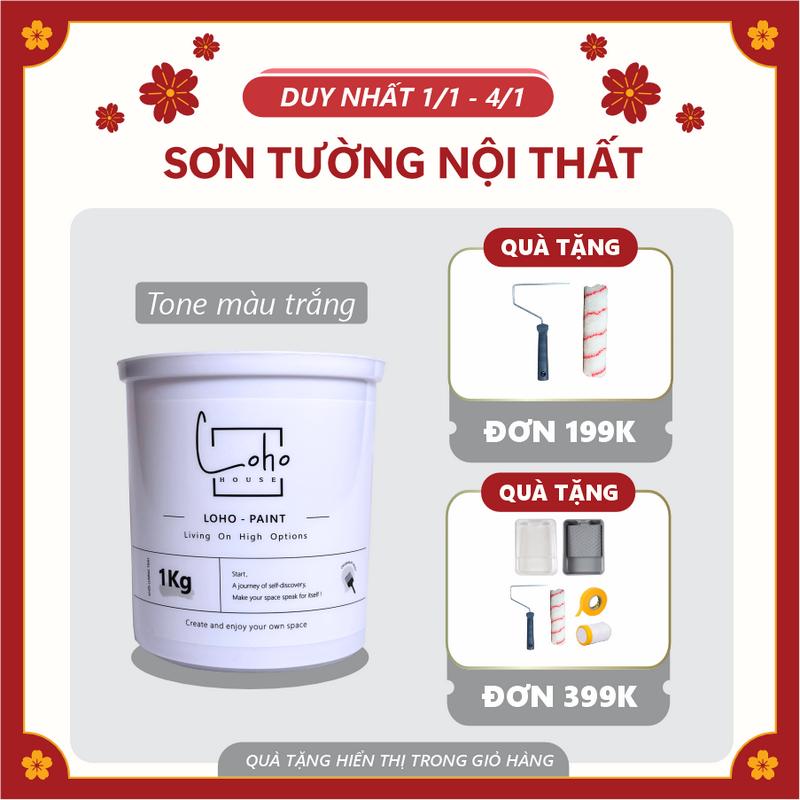 Sơn tường tone màu trắng | Lon 1kg - Sơn nước nội thất cao cấp Loho-paint với các tone màu trắng