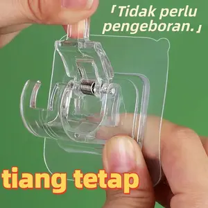 Pengait Gorden Pengencang Batang Gorden Tanpa Pengeboran Klip Batang Teleskopik Braket Penyangga Palang Cincin Gantung Dinding Klip Pegas Untuk Stabilitas Dan Untuk Mencegah Selip Dan Pergeseran
