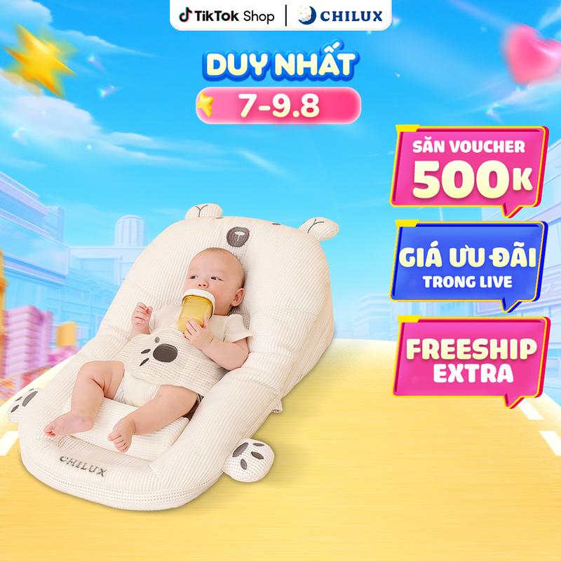 Gối chống trào ngược cho bé gấu trắng Chilux - Thiết kế đa năng chống nôn, gối định hình
