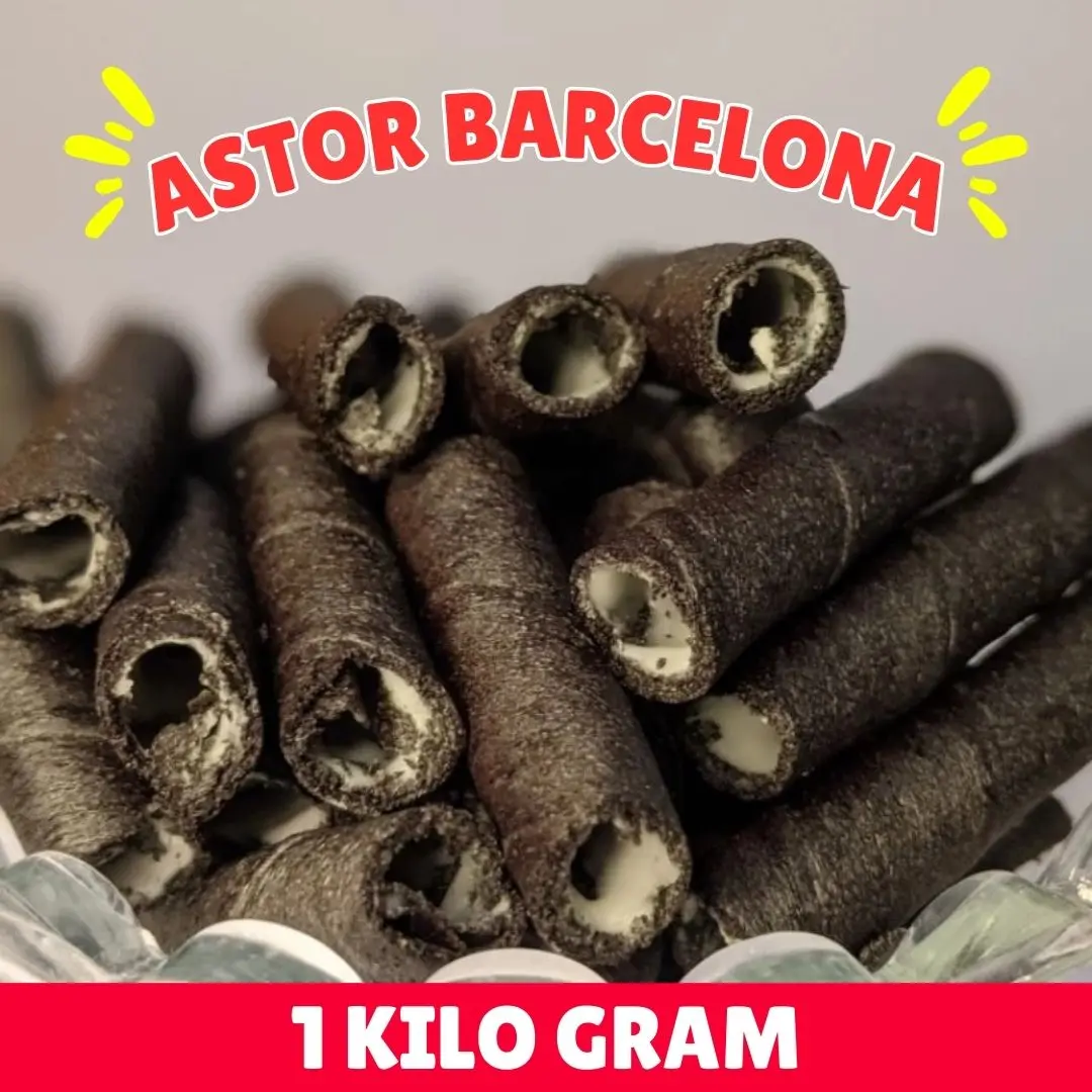 Astor Mini 1KG Murah Enak Renyah Astor Barcelona Wafer Rolls Kiloan Rasa Vanila