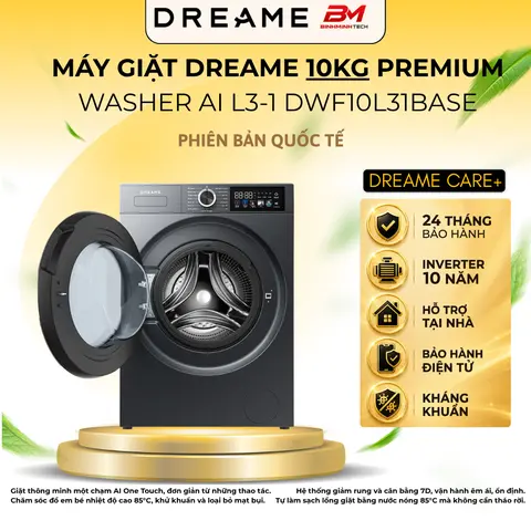 Máy Giặt Dreame Premium Washer AI One Touch - DWF10L31BASE 10kg - công nghệ giặt 4D, giặt đồ trẻ em, động cơ DD Inverter,