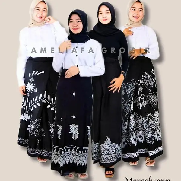 OkeBatik Paket isi 3 Sarung Batik Wanita Santri Putri Gloyor Bahan Rayon Adem Seri Monochrome