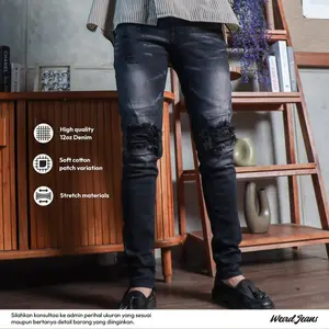 Weird Jeans - Black Series Vintage Black - Celana Jeans Pria Slimfit Strech Ripped Denim Fit Nyaman Stretch