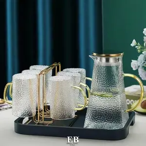Gelas Cangkir Teko Kaca / Pitcher Set / Glass Jug 1,5L With Mug EB Dining