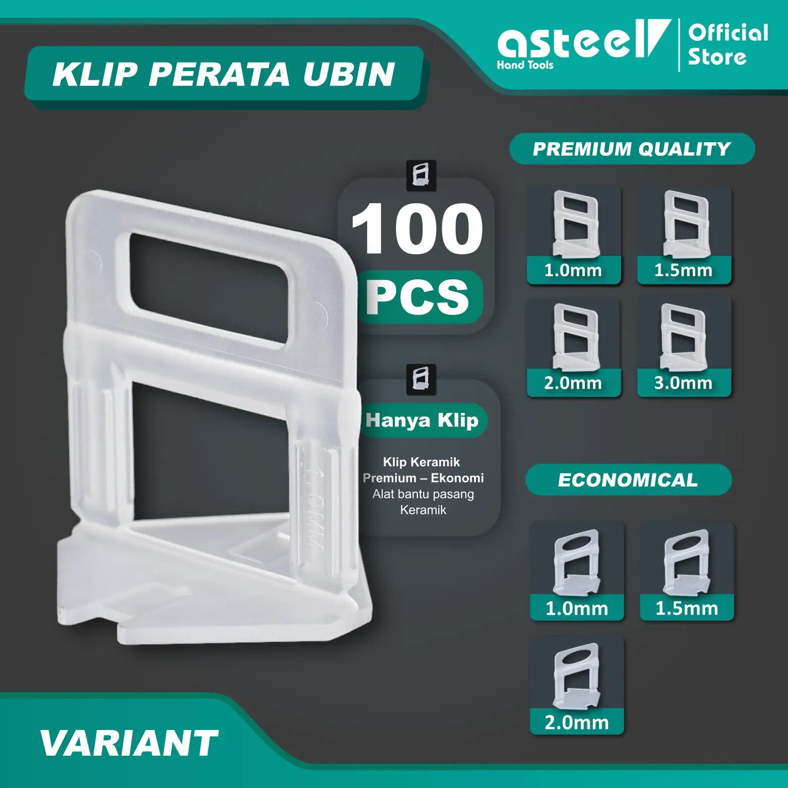 ASTEEL Klip Alat Perata Pasang Keramik Type Pasak Premium & Ekonomis Spacer Tile Leveling