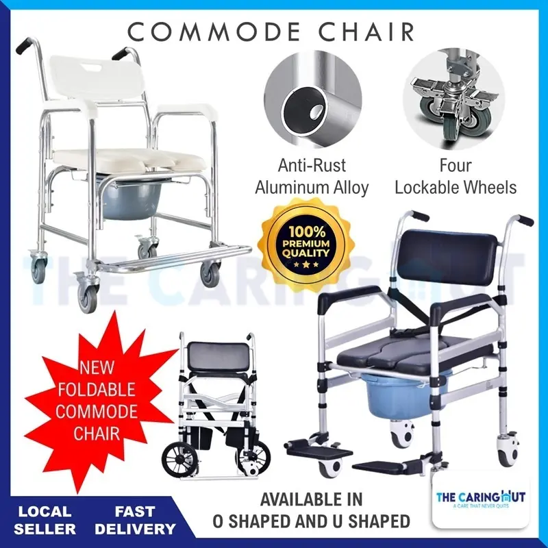 Premium Aluminum Alloy Commode Chair Toilet Chair Shower Chair With Wheels And Footrest